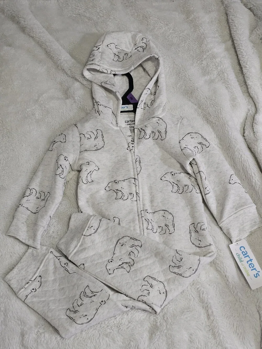 Carter's Heather Gray Polar Bear Zip-Up Hoodie